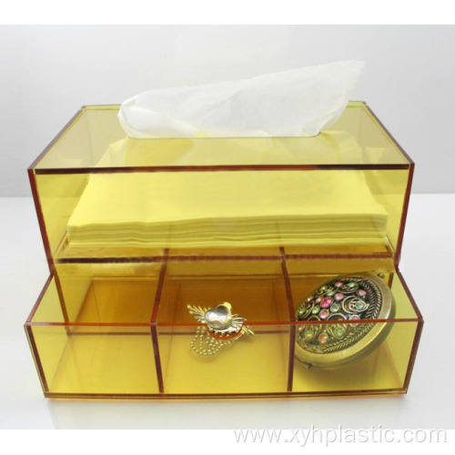 Yellow acrylic tissue box napkin box lucite